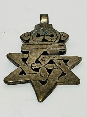 Antique Ethiopian Star of David Pendant 2.5” x 4” (#5)